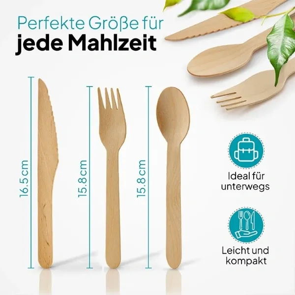 Amazon-Größenübersicht und Bemaßungsgrafik für Holzmesser, Holzgabel und Holzlöffel